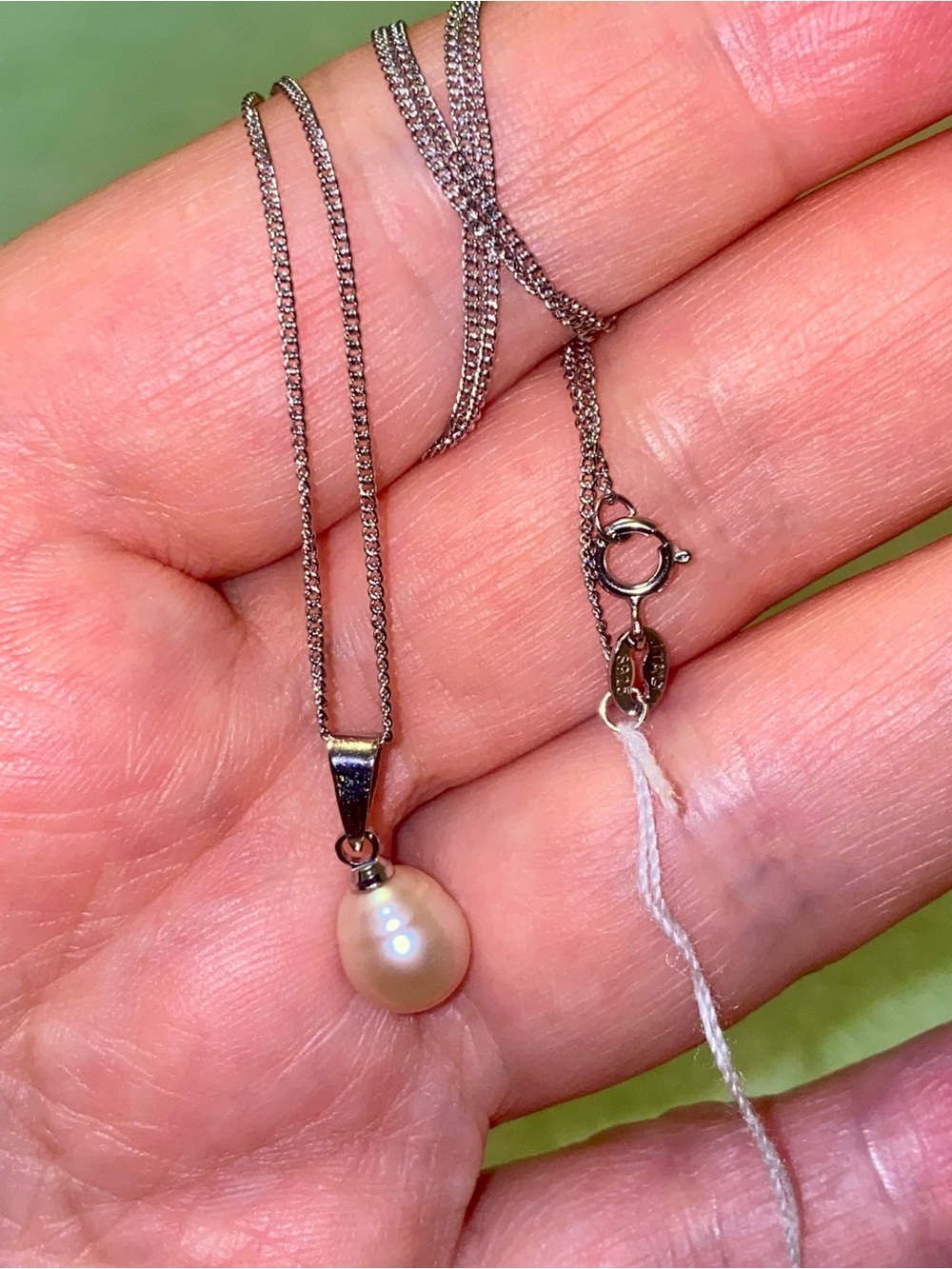 Silver Pearl Drop Pendant Necklace - Elegant Pink Pearl